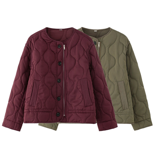 Damen Steppjacke mit rundem Steppmuster, Rundhals und Zwei-Wege-Reißverschluss Nord Taschen
