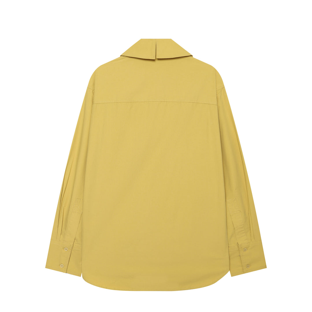 Damen Oversize‑Hemdbluse mit breitem Kentkragen und Schulterklappen Nord Taschen