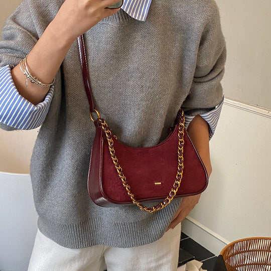 Damen modische Schultertasche im Vintage-Look mit Kettenriemen Nord Taschen