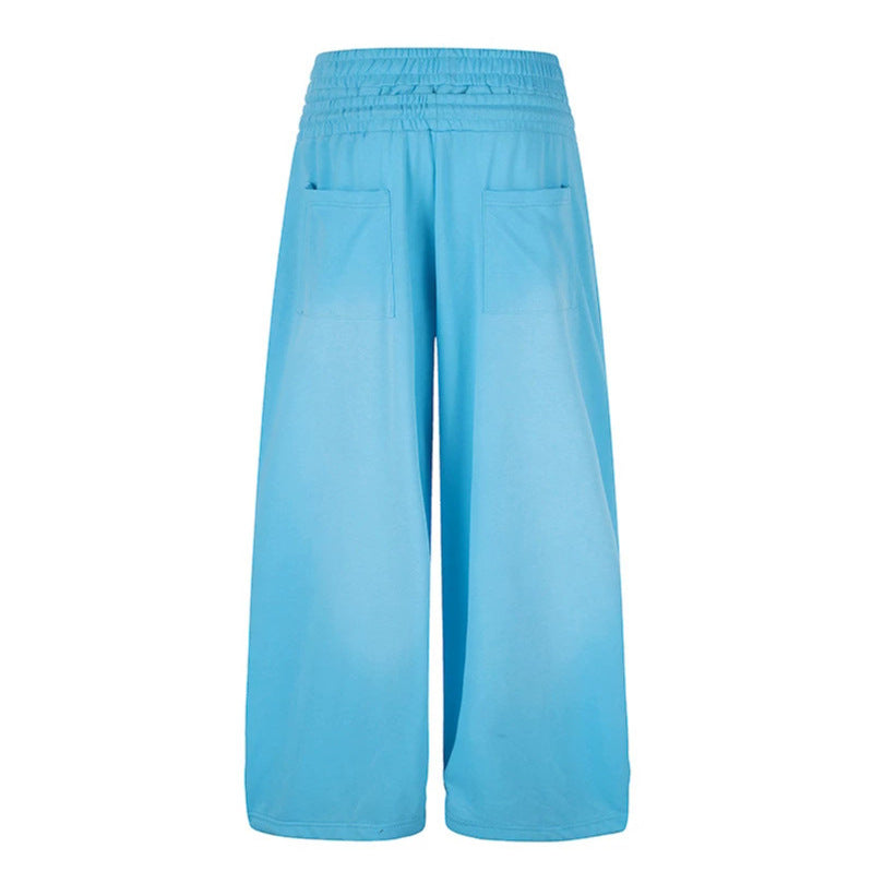 Damen Weite High‑Waist Palazzo-Loungehose aus Stretch-Jersey mit Elastikbund, Tunnelzug, verstellbaren Saumkordeln und Sternen-Print Nord Taschen