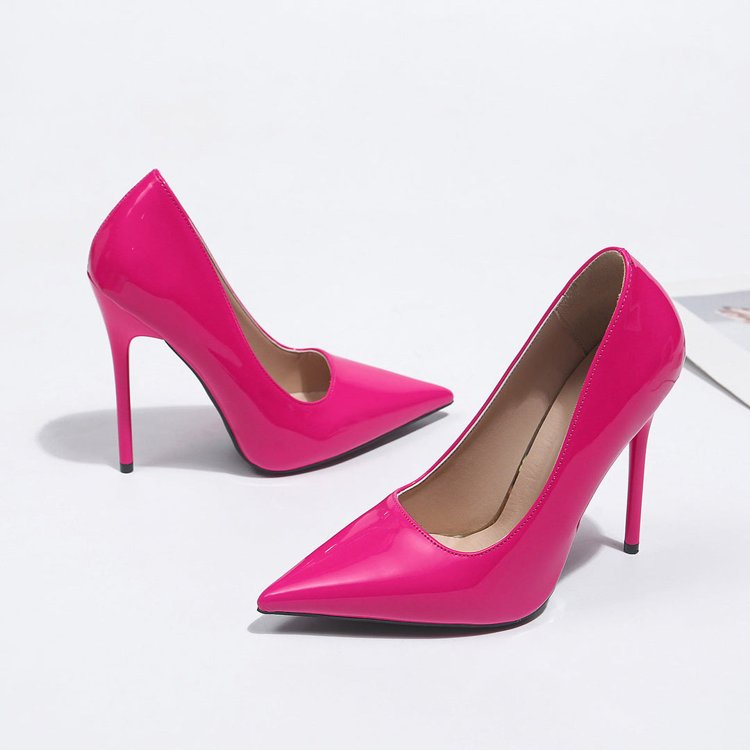 Damen spitze Lackpumps mit hochglänzendem Finish