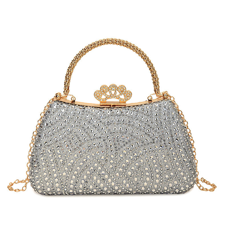 Damen funkelnde Glamour Clutch mit dekorativem Kettenhenkel Nord Taschen