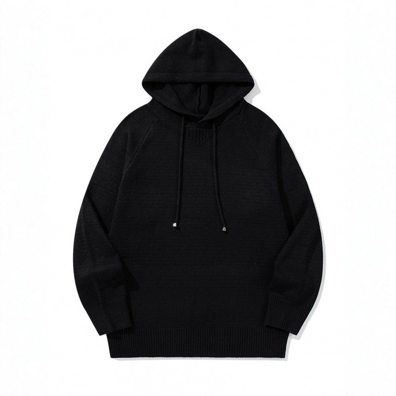 Unisex Oversize Strickkapuzenpullover mit Raglanärmeln und Rippbündchen Nord Taschen