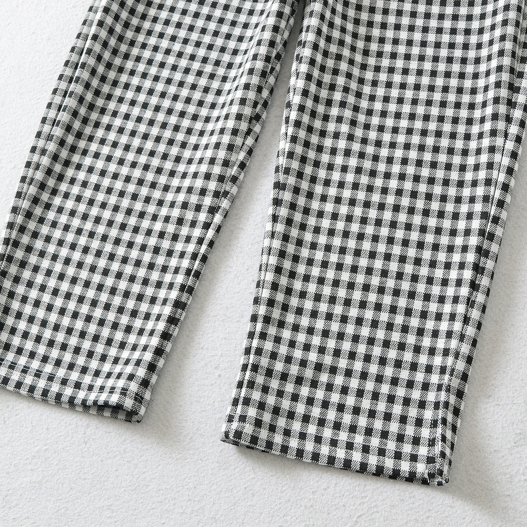 Damen Hochtaillierte Slim-Fit Hose mit Vichy-Karo und elastischem Bund Nord Taschen