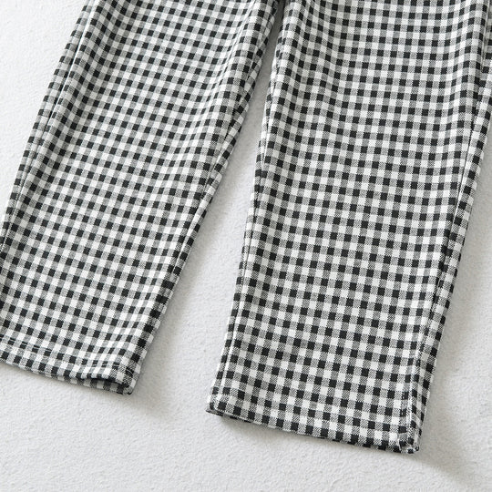 Damen Hochtaillierte Slim-Fit Hose mit Vichy-Karo und elastischem Bund Nord Taschen