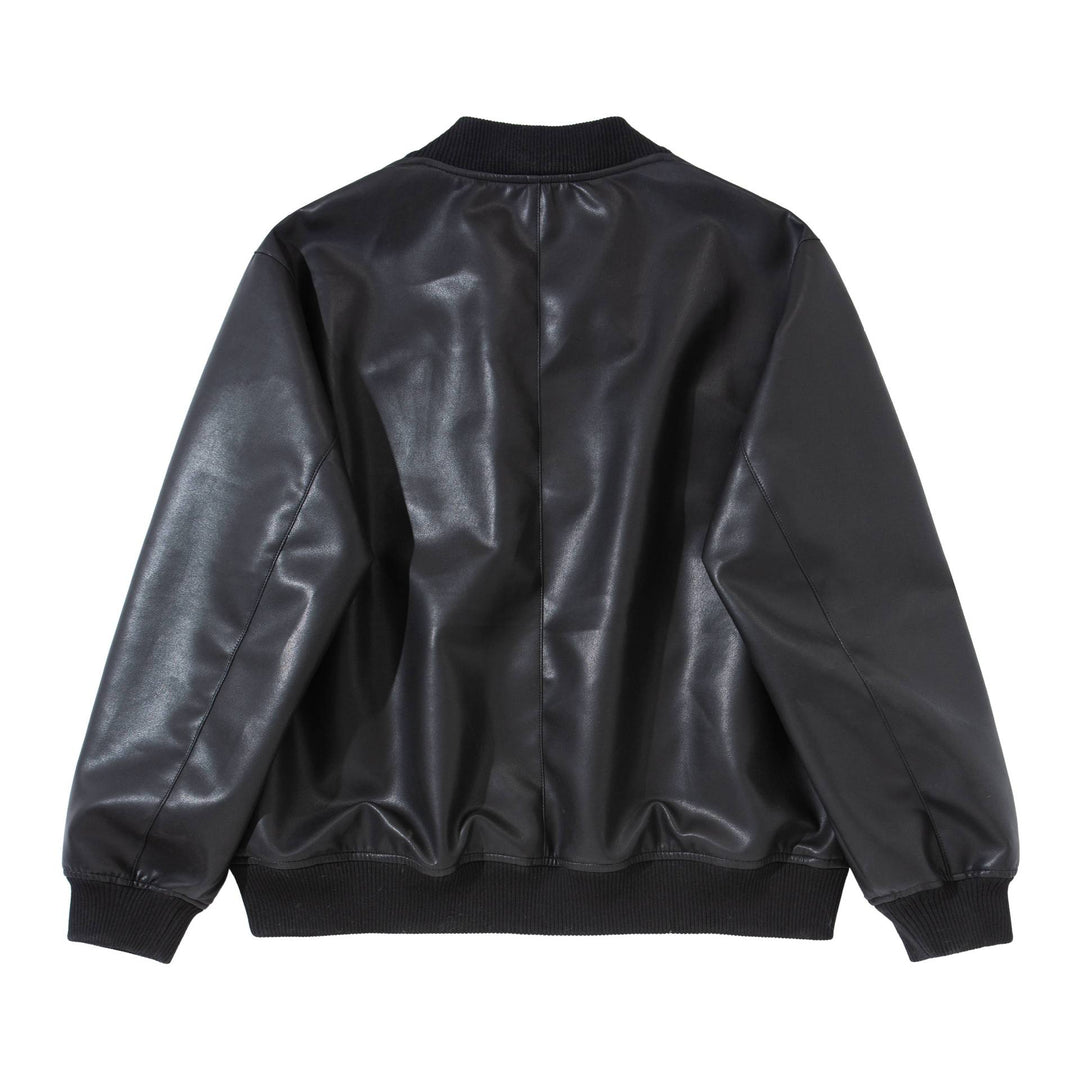 Herren Glattleder‑Bomberjacke mit nahtverdeckter Front und elastischen Rippenbündchen Nord Taschen