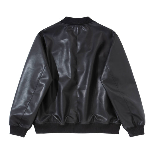 Herren Glattleder‑Bomberjacke mit nahtverdeckter Front und elastischen Rippenbündchen Nord Taschen