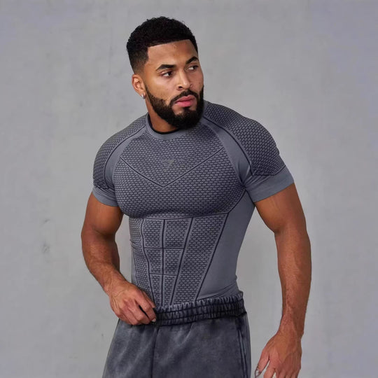 Herren nan muskelmodellierendes Funktionsshirt mit 3D-Struktur und gezielten Kompressionszonen Nord Taschen
