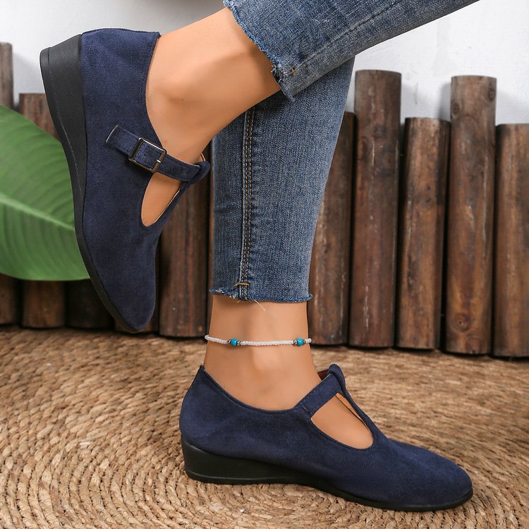 Damen elegante Wedge-Pantoletten mit überkreuzten Riemen und komfortablem Fußbett