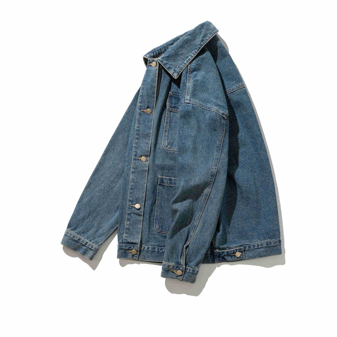 Unisex Robustess Denim‑Workwear‑Blouson mit Hemdkragen und großen Pattentaschen Nord Taschen