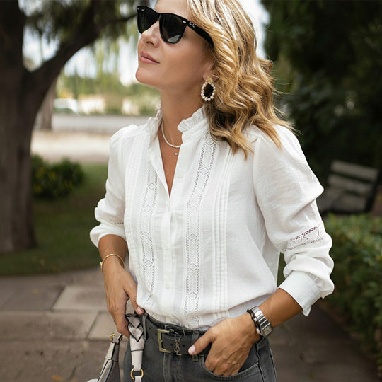 Damen Elegante Bluse mit Spitzendetails Nord Taschen