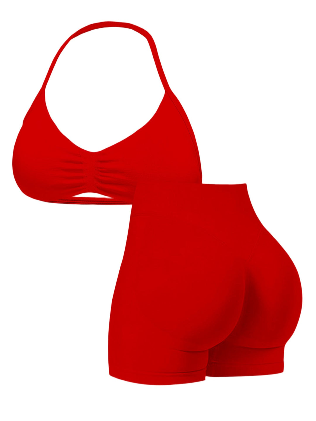 Damen Sport-Bikini-Oberteil mit hoch geschnittenen Shorts und nahtlosem Design