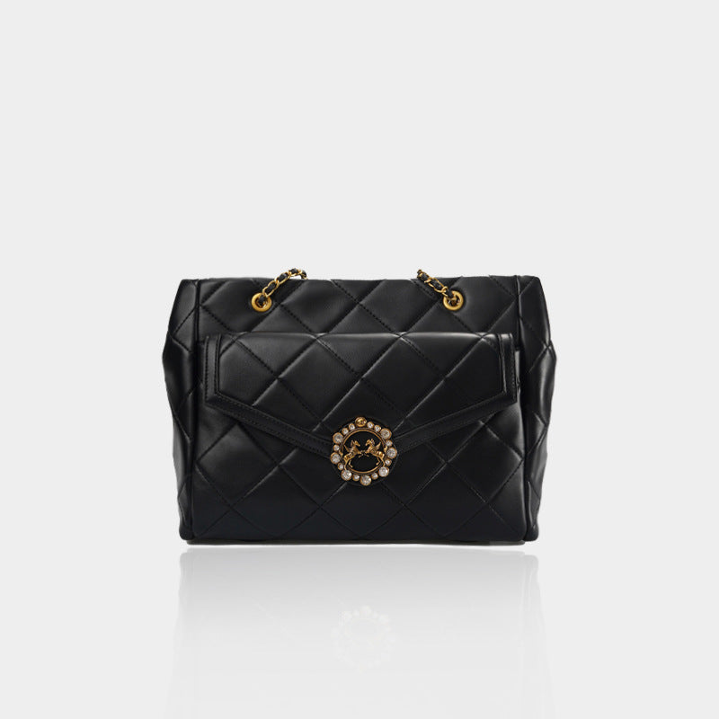 Damen elegante Stepp-Handtasche mit luxuriösem Verschluss Nord Taschen