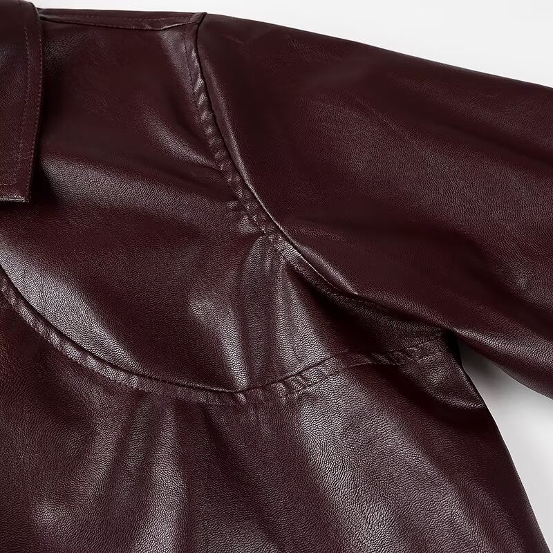 Damen Glänzende Kunstleder-Blousonjacke mit Reißverschluss und elastischem Saum Nord Taschen