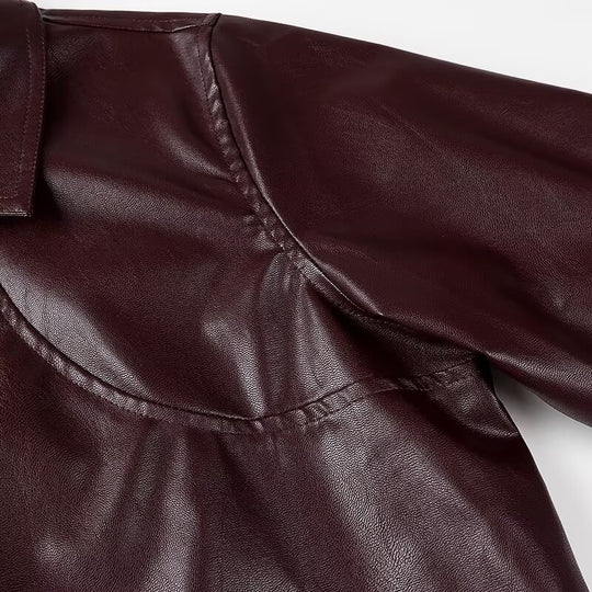Damen Glänzende Kunstleder-Blousonjacke mit Reißverschluss und elastischem Saum Nord Taschen