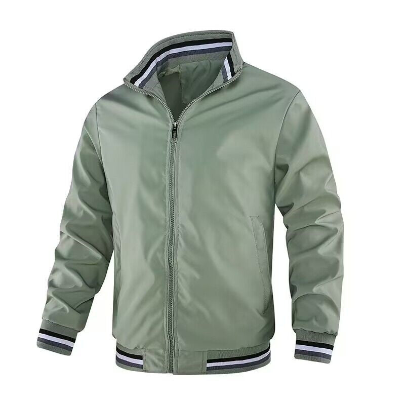Herren Leichte Bomberjacke im Retro-Sportstil mit Stehkragen und gestreiften Rippbündchen Nord Taschen