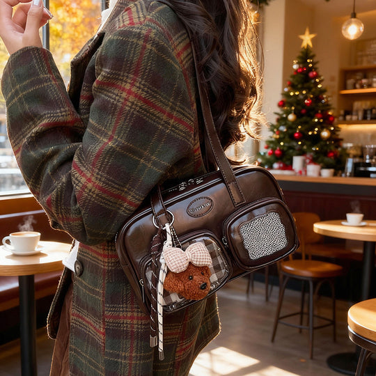 Damen Umhängetasche mit einzigartigem Kordelzug und charmantem Anhänger Nord Taschen
