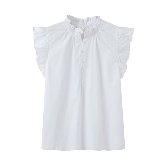 Damenbluse mit Rüschen und Knopfleiste