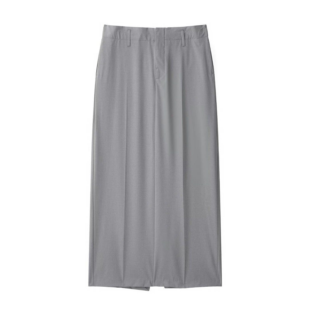 Damen Eleganter Maxirock mit Bügelfalte und Gürtelschlaufen Nord Taschen