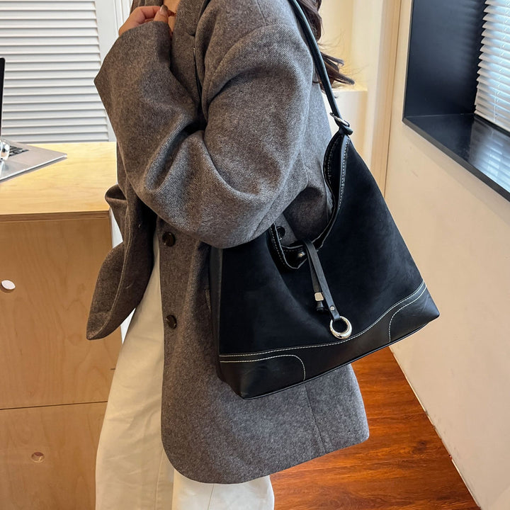 Damen elegante Tote Bag mit authentischen Veloursleder-Elementen Nord Taschen
