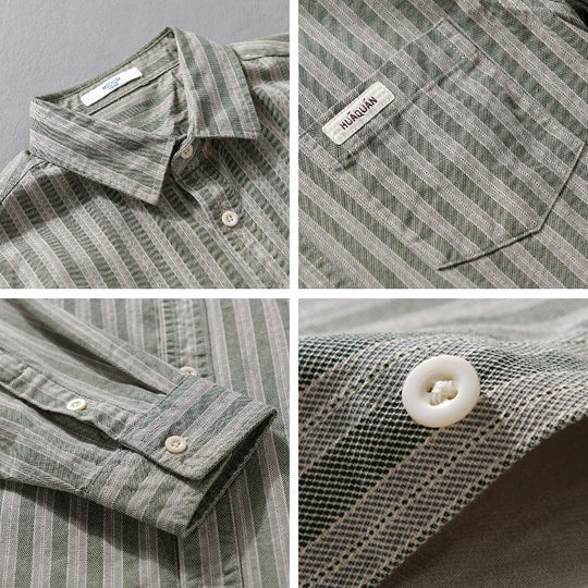 Herren Casual-Streifenhemd im Overshirt‑Stil mit Kentkragen Nord Taschen