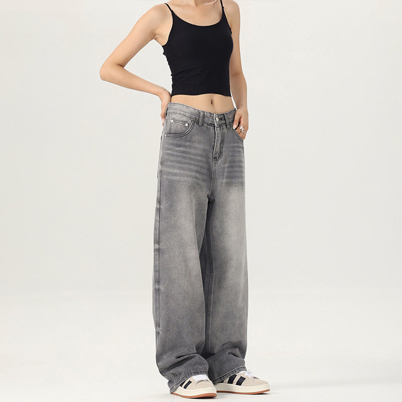 Damen Bodenlange Oversize-Denimhose im Baggy‑Palazzo‑Cut mit soften Stonewash-Details Nord Taschen