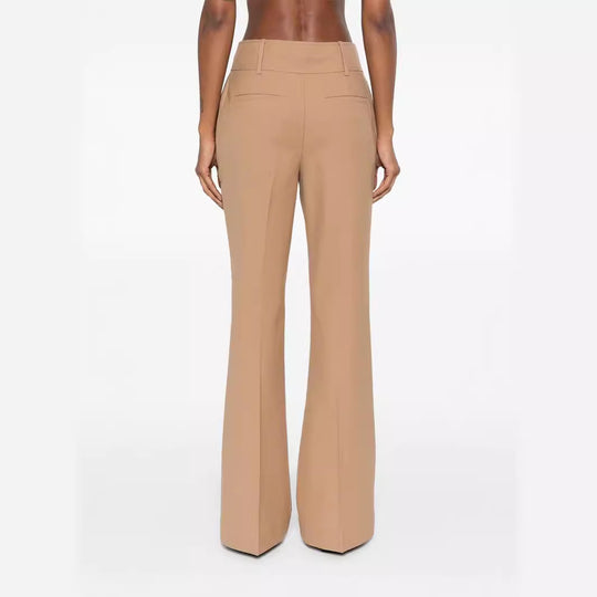 Damen Hochtaillierte ausgestellte Wollmix‑Tailoring‑Hose mit Bügelfalte Nord Taschen