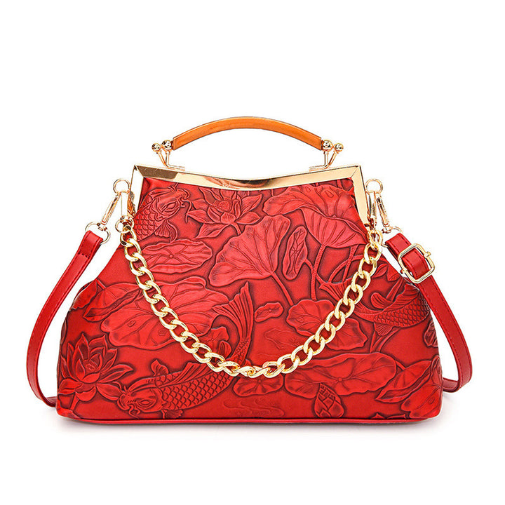 Damen elegante Handtasche mit floralem Präge-Design Nord Taschen