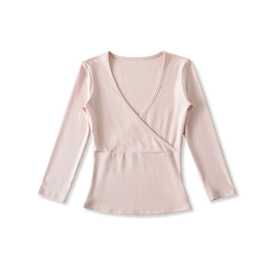 Damen Figurbetontes Wickelshirt aus Stretch‑Jersey mit tiefem V‑Ausschnitt und taillierter Silhouette Nord Taschen