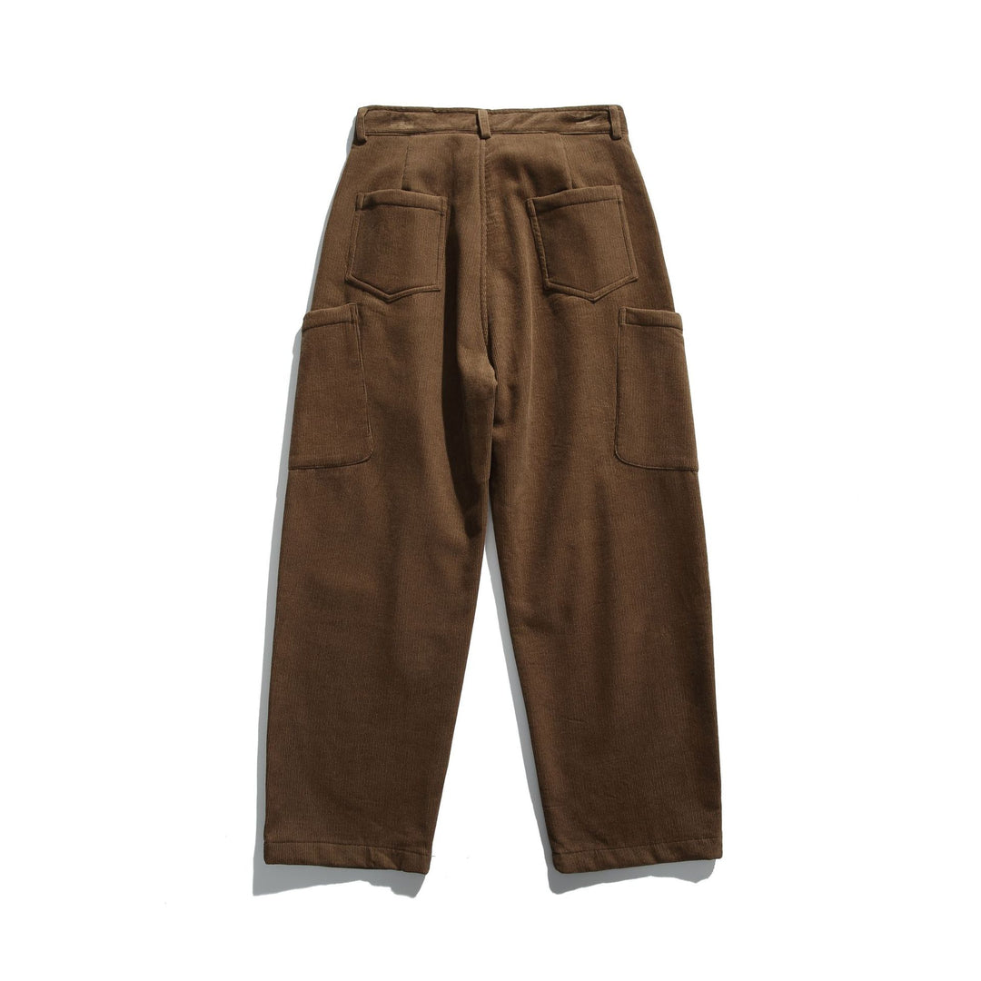 Herren Cord‑Cargo‑Hose mit hoher Taille, weitem Bein und aufgesetzten Pattentaschen Nord Taschen