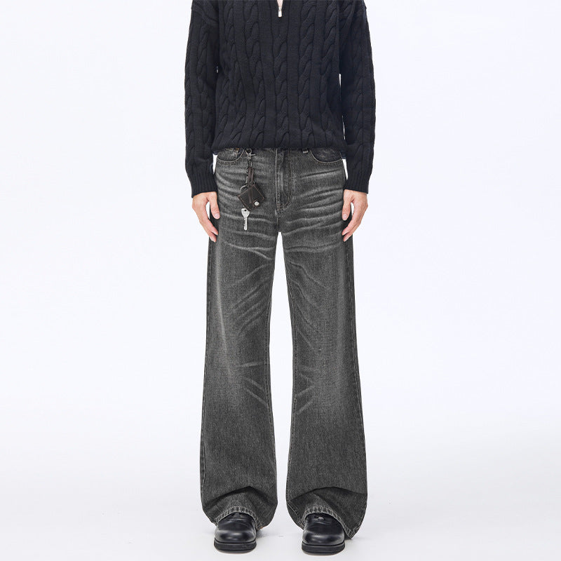 Herren Extraweite Vintage-Denim Baggy-Jeans mit tiefem Schritt und verlängertem Saum Nord Taschen