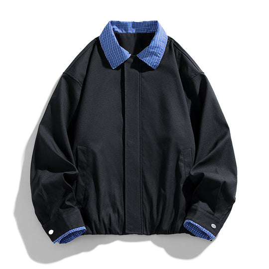Damen Modische Blousonjacke mit Karo-Kragen Nord Taschen