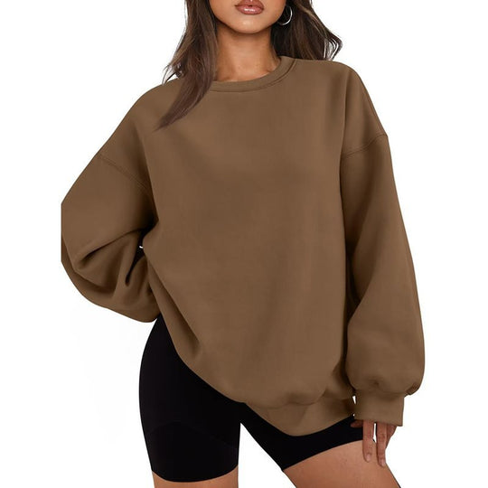 Damen Oversized Sweatshirt mit Rundhalsausschnitt, extraweichem French‑Terry und überschnittener Schulter Nord Taschen