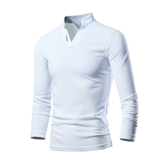 Herren Slim-Fit Langarmshirt mit Stehkragen, offenem V‑Ausschnitt und funktionalem Stretchmaterial Nord Taschen