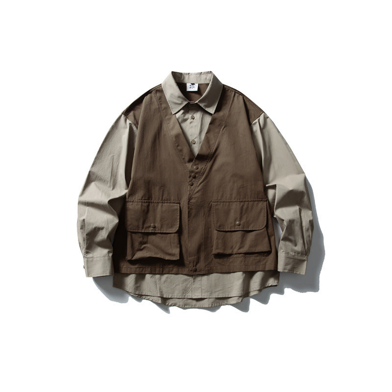 Herren Layering‑Hemd mit integrierter Utility‑Weste und Pattentaschen Nord Taschen