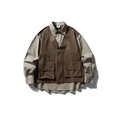 Herren Layering‑Hemd mit integrierter Utility‑Weste und Pattentaschen Nord Taschen