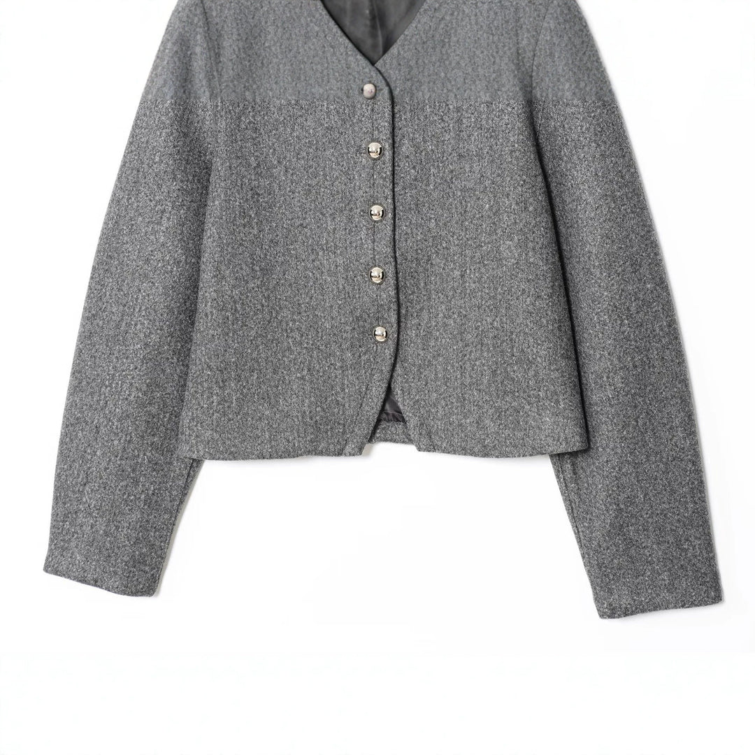 Damen Kurzjacke aus Wollmix mit Rundhals und Zierknopfleiste Nord Taschen