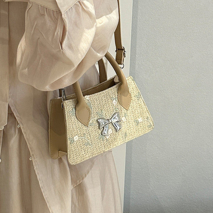 Damen Mini-Tasche mit floralem eingewebtem Design und stilvollem Schleifendetail Nord Taschen
