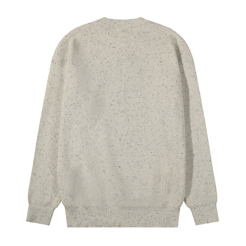 Unisex Großer Rundhals‑Strickpullover aus Mélange‑Garn mit abgesenkter Schulter Nord Taschen