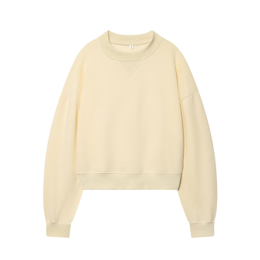 Damen Oversized kurzgeschnittenes Sweatshirt mit geripptem Halsausschnitt Nord Taschen
