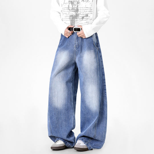 Herren Extraweite Baggy-Jeans mit extrem weitem Bein, tiefem Schritt & markanter Used-Waschung Nord Taschen