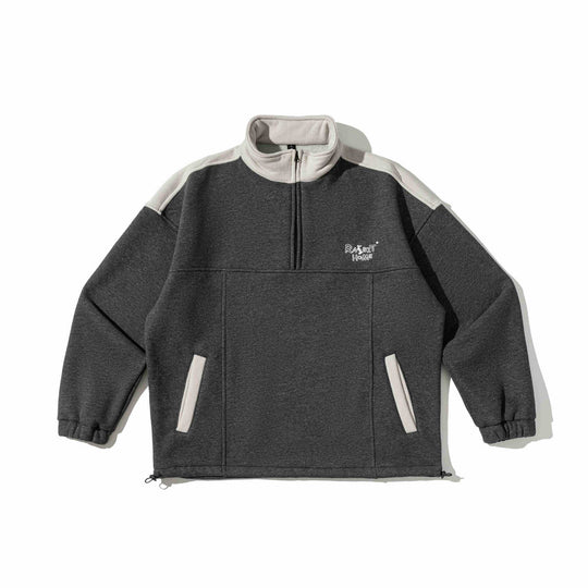 Unisex Halbzip-Sweatshirt im Oversize-Boxy-Schnitt mit hohem Stehkragen und Kängurutasche Nord Taschen