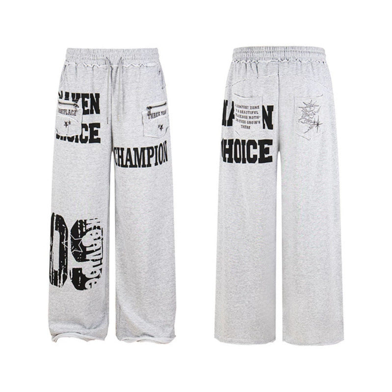 Damen Weite Palazzo‑Sweathose mit Komfortbund, Applikationstaschen und Typo‑Print Nord Taschen