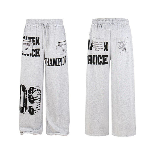Damen Weite Palazzo‑Sweathose mit Komfortbund, Applikationstaschen und Typo‑Print Nord Taschen