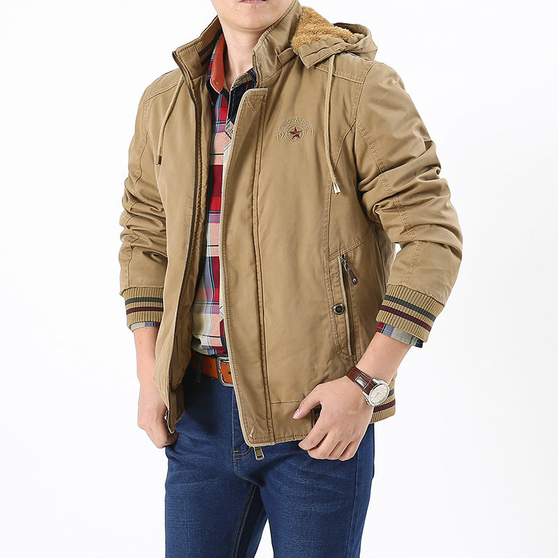 Herren Leichtgewichtige Utility-Bomberjacke mit Teddyfutter und Kapuze Nord Taschen