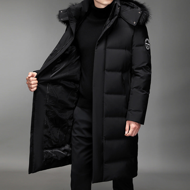 Herren Lang geschnittener Slim-Fit Steppparka mit abnehmbarer Kapuze und Thermofutter Nord Taschen
