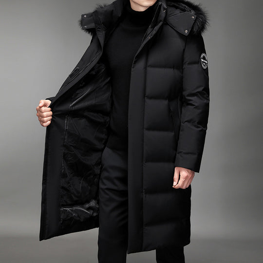 Herren Lang geschnittener Slim-Fit Steppparka mit abnehmbarer Kapuze und Thermofutter Nord Taschen