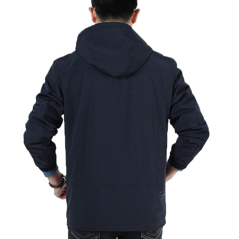 Herren Leichte Utility-Feldjacke mit Kapuze, Reißverschluss und Multifunktionstaschen Nord Taschen