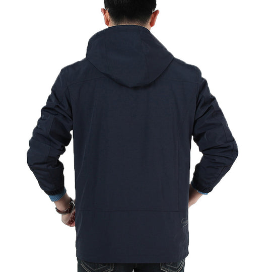 Herren Leichte Utility-Feldjacke mit Kapuze, Reißverschluss und Multifunktionstaschen Nord Taschen