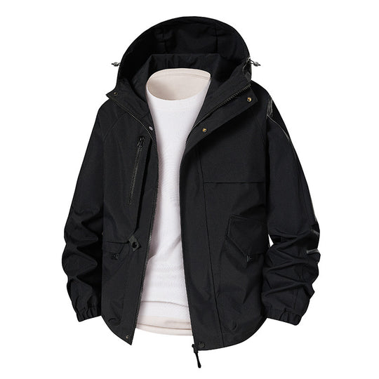 Herren Leichte wasserdichte Funktionsjacke mit Kapuze, Multitaschen und Raglanärmeln Nord Taschen